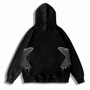 Haut à capuche pour homme en coton molletonné 100% de haute qualité, coupe slim, style streetwear, imprimé délavé à l'acide, tendance, pour l'hiver, fabrication directe ODM - Product Image 2