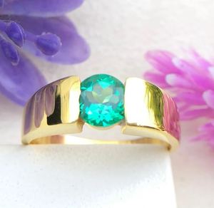 Anillo de Compromiso y Boda para Hombre, Chapado en Oro de 14K, con Esmeralda de 1.5 Quilates, Joyería de Lujo para Fiestas y Regalos de Aniversario - Product Image 2