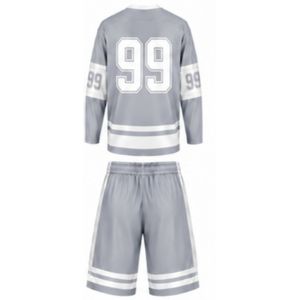 ชุดฮอกกี้น้ำแข็งสีเทาอ่อนสำหรับผู้ชาย เสื้อเจอร์ซีย์ กางเกงขาสั้น โพลีเอสเตอร์ ลายทาง ชุดกีฬา ชุดทีม สำหรับฝึกซ้อมและแข่งขัน - Product Image 2