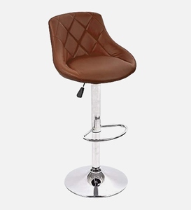 Brown Leatherette <b>bar</b> <b>Stool</b> Modern Swivel <b>bar</b> Chair Counter Height Kitchen Furniture Cushioned Seat Ergonomic Backrest Metal - Product Image 1