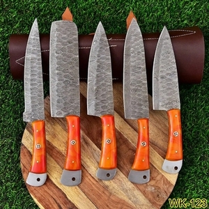 Juego de Cuchillos de Cocina Japoneses Profesionales de Alta Calidad, Acero de Damasco de 67 Capas, Mango de Madera Pakka, Cinco Piezas, Acero Ecológico - Product Image 2