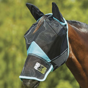 Masque anti-mouches respirant et confortable pour chevaux avec protection UV, élastique et doté de protections pour les oreilles et les yeux en maille - Product Image 1