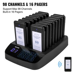 Sistema di chiamata Wireless F101 per ristoranti Hotel 16 cercapersone Max 98 Beepers tastiera Touch vibrazioni apparecchiature di servizio Hotel - Product Image 6