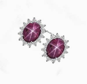 <b>Red</b> Star Ruby Gemstone <b>Earrings</b> 925 Sterling Silver Star Stud <b>Earrings</b> Bridal Jewelry, Handmade Stud <b>Earrings</b> for Women - Product Image 2