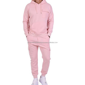 Conjuntos Deportivos de Felpa de Algodón 100% Rosa Claro de Alta Calidad para Hombre, Impresión Puff, Ropa Urbana, Pantalones y Sudadera con Capucha Personalizados - Product Image 1