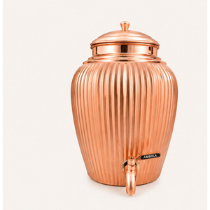Distributeur d'eau artisanal en cuivre pur, design martelé élégant, réservoir de stockage d'eau ayurvédique avec robinet anti-fuite - Product Image 1