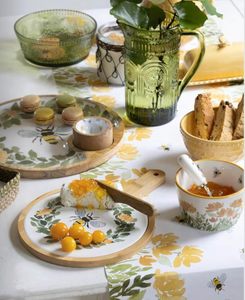 Bandeja de Madera para Servir con Tazón, Diseño Floral de Abejas, Plato Redondo de Madera para Decoración de Mesa de Comedor para Fiestas - Product Image 2
