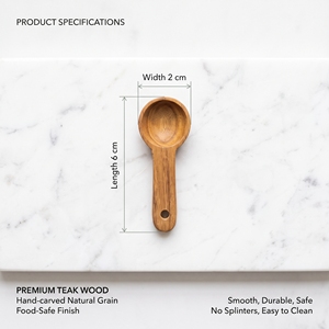 Cuchara Medidora de Madera de Teca Pequeña al por Mayor, 6x2cm, de Grado Alimenticio, Pulida - Product Image 4