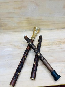 Bastón de Estilo Victoriano Náutico con Punta de Latón, Mango de Madera de Palisandro Marrón, Multifuncional, Pulido, Plegable en Tres Partes, Elegante - Product Image 3