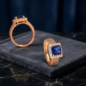 Anillo de Compromiso de Lujo con Zirconia Cúbica Corte Princesa, Chapado en Rodio Imitación Latón, Micro Pavé Clásico, Halo de Zirconia Cúbica, para Mujer, para Cualquier Ocasión - Product Image 3