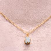 Collar con Colgante de Aguamarina Natural, Piedra de Nacimiento de Marzo, Diseño Étnico Vintage Personalizado, Plata de Ley 925, Chapado en Oro de 14K - Product Image 3