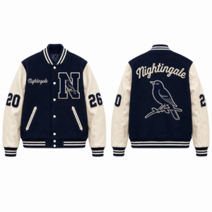 Chaqueta Varsity Personalizada con Cuerpo de Lana y Mangas de Cuero, Parche Bordado Personalizado, Chaqueta Letterman de Béisbol, Chaqueta Urbana Personalizada - Product Image 5