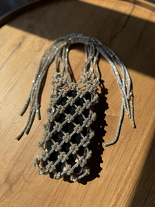 Sac bandoulière en macramé fait main avec perles, doublure en polyester, pochette pour téléphone, léger, élégant, pour le voyage et le quotidien, pour femme - Product Image 4