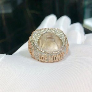 Rhodium Plated Men's Hip Hop <b>Ring</b> With Moissanite Stones Geometric Design <b>Iced</b> Out Micro Pave Style Everyday Wear - Product Image 6