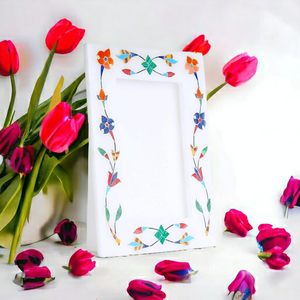 High on Demand <b>White</b> Marble Horizontal Handmade Luxury Photo <b>Frame</b> with Wall Mount for Home Decor - Product Image 4