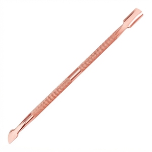 Pousse-cuticules personnalisé fin pour salon de manucure, construction en acier inoxydable avec poignée noire et embouts double forme - Product Image 3