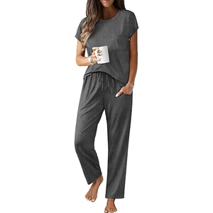 Women Designer Style Lounge Wear Set Casual Top <b>Elastic</b> Waist Pants Custom Printing Wholesale - Product Image 1