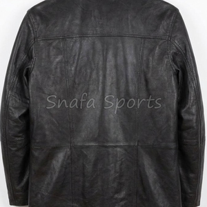 Men's Black Leather Jacket <b>Fur</b> Collar Winter Shearling Coat Genuine Sheepskin Belted Warm Fleece Outerwear Jackets - Product Image 5