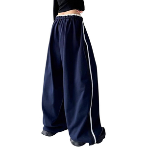 Men's Navy <b>Harem</b> Pants Elastic Waist Drawstring Side Pockets Casual Knitted Midweight Breathable Autumn Style - Product Image 4