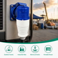 Prises électriques industrielles WNZJ WNS1 16A 3P IP44 CE bleues 250V, 3 prises, étanches à la poussière et à l'eau, pour intérieur et extérieur