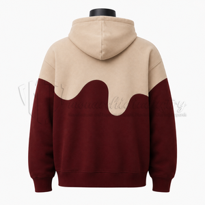 Sweat-shirt à capuche unisexe personnalisé, couleur bordeaux beige, coupe ample, en molleton, 100% coton, coupe-vent, respirant, décontracté - Product Image 2