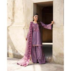 Ensemble haut-plazzo et dupatta pour femmes, vêtements de soirée, haut élégant avec jupe enveloppante assortie - Product Image 2