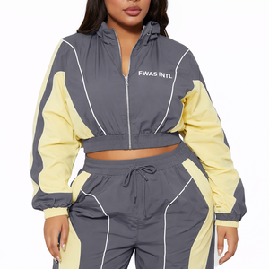 Veste zippée en nylon de qualité supérieure, légère, imperméable, respirante, coupe-vent, ensemble de survêtement pour femmes et hommes. - Product Image 2