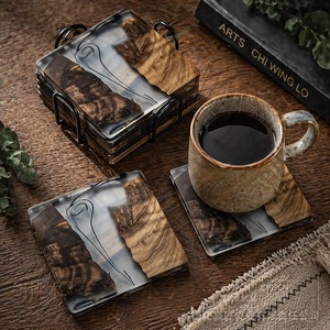 Latest High Quality Wooden Round Coaster Bulk for <b>Table</b> <b>Top</b> Drinks Tea Cup Coffee Mug Glass-mats & Pads Wood <b>Resin</b> Coaster - Product Image 3