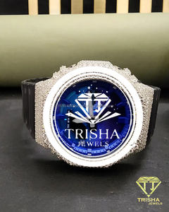 Reloj Exclusivo con Esfera Azul y Diamantes Moissanite VVS, Colección de Joyería de Plata de Ley 925 - Product Image 1