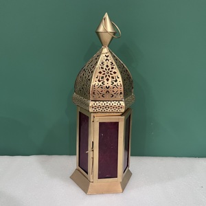 Artisan Design Decorative Iron <b>Lantern</b> with <b>Gold</b> Finish Home Decor Model L641 - Product Image 1