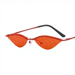 Small-Frame Leaf-Shaped Arrival Distinctive Beveled-Edge Rimless Trendy European & American Style Dance Party <b>Sunglasses</b> - Product Image 5