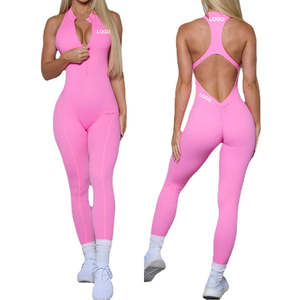 Mono de yoga de una pieza para chicas altas, con efecto fruncido en los glúteos, pantalones acampanados, ropa deportiva con logo personalizado - Product Image 6