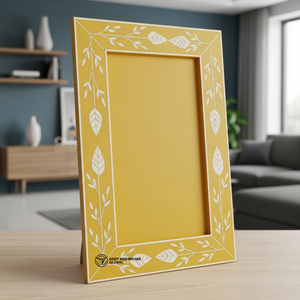 Premium Floral Pattern Bone Inlay <b>Photo</b> <b>Frame</b> Yellow Bone Inlay Picture <b>Frame</b> for Living Room Decor - Product Image 1