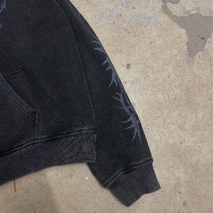 Ensemble de survêtement vintage délavé à l'acide avec broderie rayée et patchwork, effet usé et décoloré par le soleil, comprenant un sweat à capuche et un pantalon de survêtement - Product Image 5