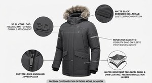 Custom OEM ODM Men's <b>Parka</b> Hooded Puffer <b>Jacket</b> Trending Winter Warm Windproof Zipper Closure Custom Color Outwear Polyester - Product Image 6