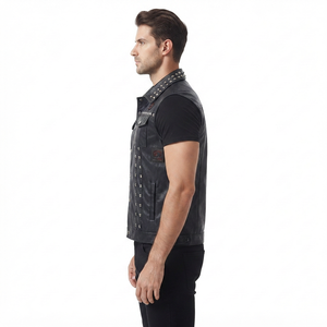 Chaleco de Cuero PU para Hombre, Estilo Motero Antiarrugas, Sin Mangas, con Botones a Presión, OEM Hashbloom International - Product Image 3