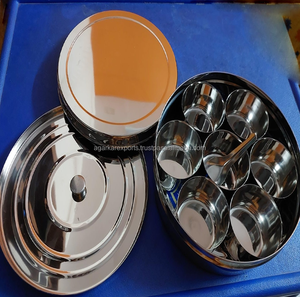 Boîte à épices durable en acier inoxydable, forme ronde, ensemble d'organisateurs de cuisine avec cuillère et couvercle - Product Image 1