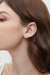 Single 14K Solid Gold Floating Star Lab Grown Diamond Charm <b>Stud</b> <b>Earring</b> Threaded <b>Helix</b> Cartilage Dainty Shiny Jewelry - Product Image 2