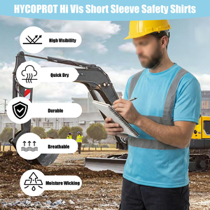 Camisa de trabajo reflectante de alta visibilidad para hombre, color verde seguridad, ropa de construcción, top de alta visibilidad para trabajo en interiores o exteriores, camisa de seguridad. - Product Image 3