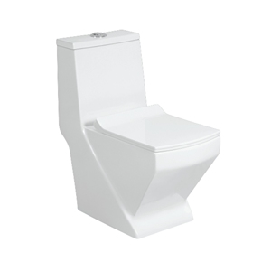 WC monobloc Fusion à cuvette allongée, double chasse à jet siphonique, design moderne en porcelaine, pour salle de bain - Product Image 1