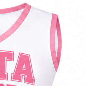Haut d'uniforme de cheerleading rose personnalisé par le fabricant, sans manches, col en V, pour compétition de danse d'équipe, entraînement athlétique, tenue de sport - Product Image 4