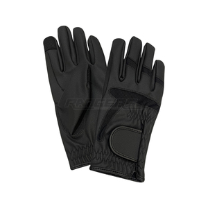Gants d'équitation en cuir noir, doigts tactiles, antidérapants, logo embossé, entraînement équestre, tailles personnalisées et OEM - Product Image 1