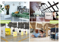 Stand d'exposition pliable en tissu SEG Lintel 10s avec porte en arche et support TV, cadre modulaire SEG pop-up