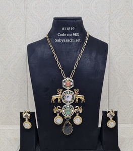 Ensemble de collier statement 11819 avec motif animal et pierres en zircone cubique, plaqué or, pour femme, cadeau pour mariage ou fête. - Product Image 3