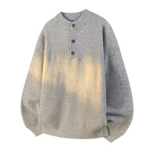 Men's Fashion Winter <b>Henley</b> Sweater <b>Long</b> <b>Sleeve</b> Knitted Pullover Button Placket Warm Soft Casual Knitwear OEM ODM Manufacturer - Product Image 1