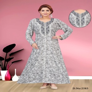 Rayon Digital Print <b>Kaftan</b> with Elegant Neck Embroidery & Hand Touch Aari Work – Premium Jalabiya Mukhawar Wholesale - Product Image 2