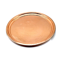 Plateau de service en cuivre martelé de 14 pouces |   Assiette ronde en cuivre pur artisanale pour la salle à manger, la cuisine, la décoration de la maison et les cadeaux