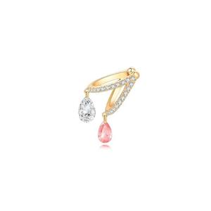 Pendientes de Aro de Oro Sólido de 14K de Lujo con Diamantes Cultivados en Laboratorio en Corte Pera Rosa y Blanco, con Dijes Flotantes, Elegantes para Mujer, Regalo de Boda, Joyería - Product Image 1