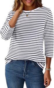 Slim Fit Daily Wear striped t shirt Womens casual long sleeve <b>patchwork</b> breathable anti pilling <b>top</b> outfit - Product Image 2