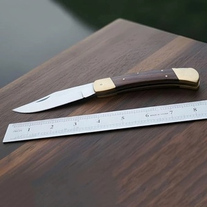 Luxury D2 Steel <b>Folding</b> Pocket <b>Knife</b> Handmade Camping Hiking Bushcraft <b>Utility</b> Premium Wooden Handle Straight Hunting Supplier - Product Image 3
